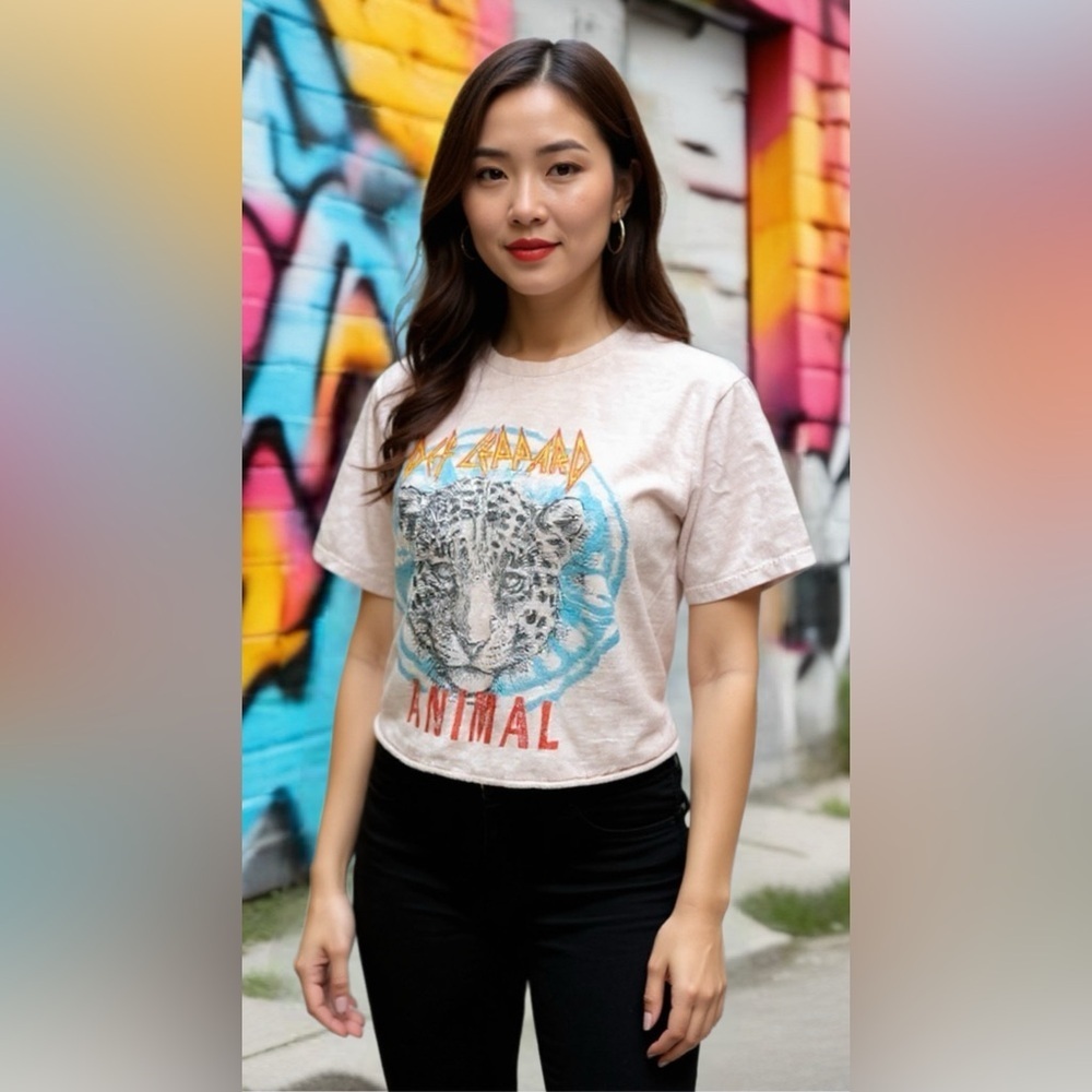 Def Leppard Graphic Crop Top - Light Purple